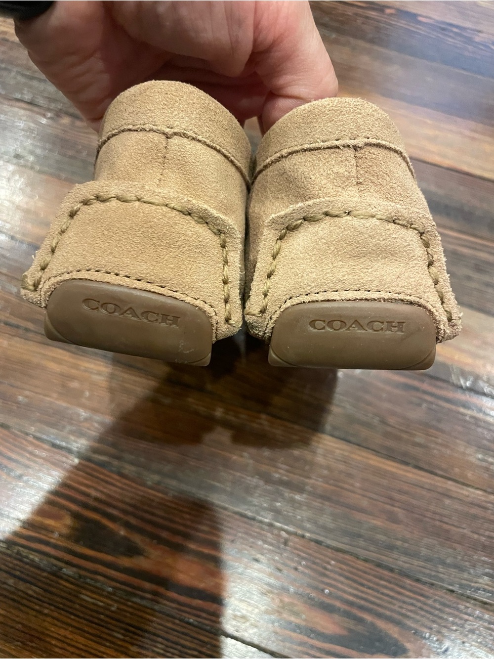Coach Beige Suede Driving Moccasins - Picture 4 of 5